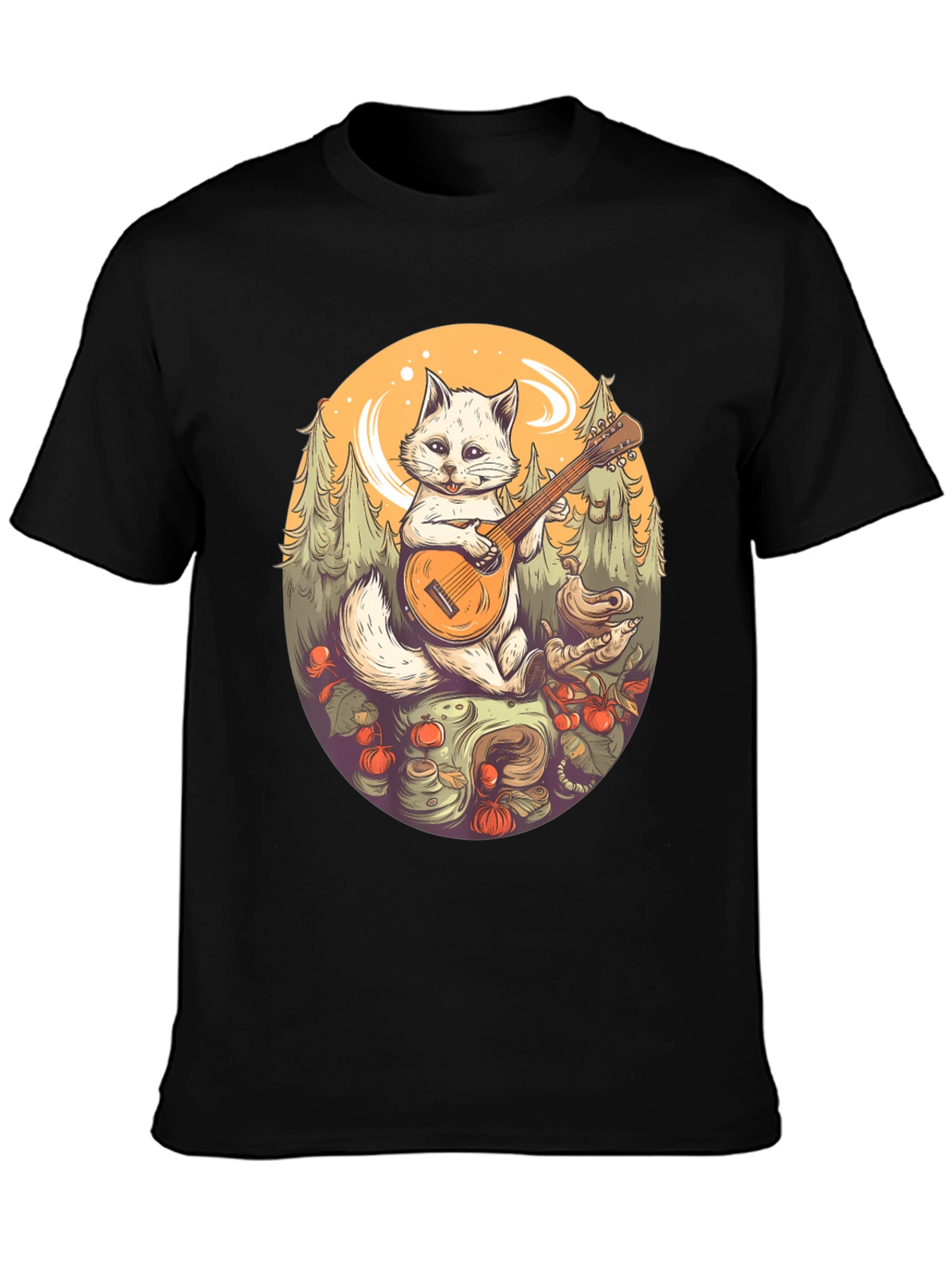 Cat Playing Banjo Graphic T-Shirt