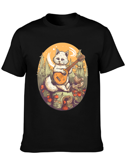 Cat Playing Banjo Graphic T-Shirt