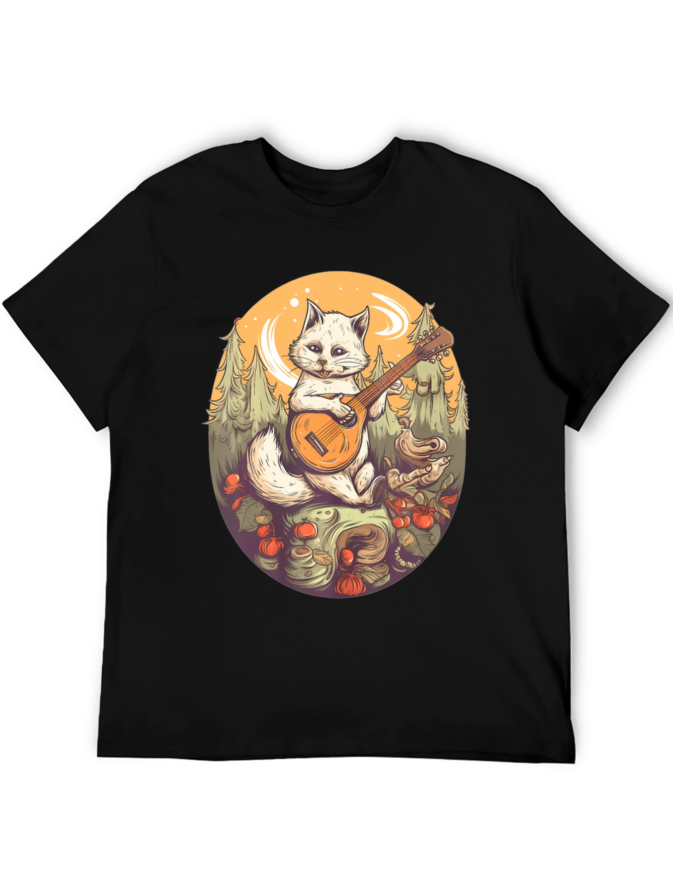 Cat Playing Banjo Graphic T-Shirt