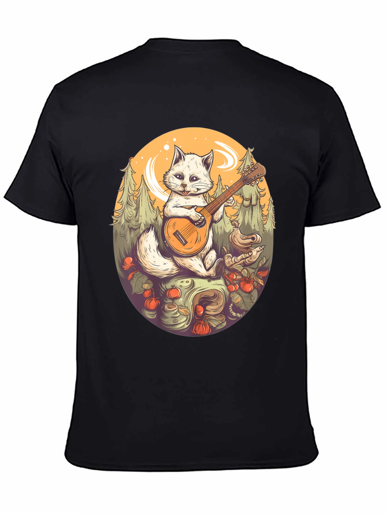 Cat Playing Banjo Graphic T-Shirt