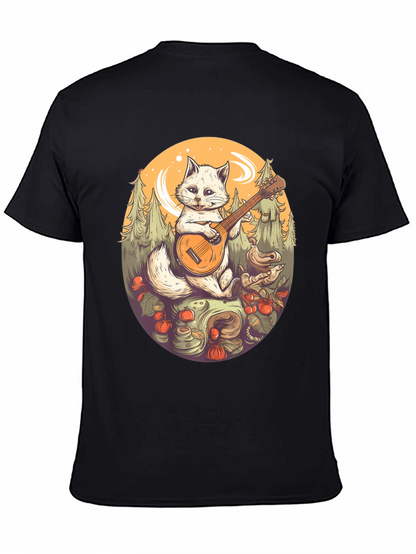 Cat Playing Banjo Graphic T-Shirt