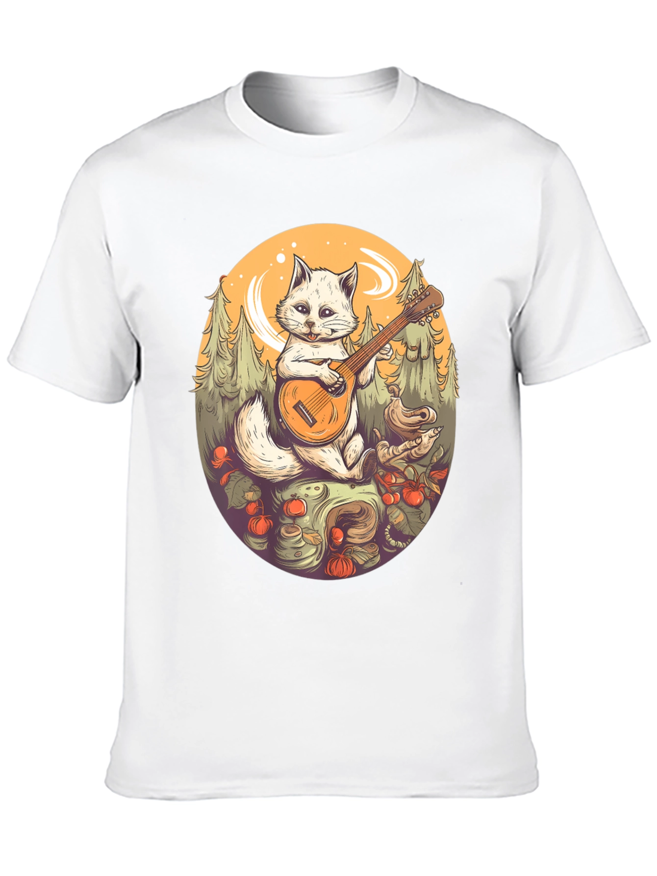 Cat Playing Banjo Graphic T-Shirt