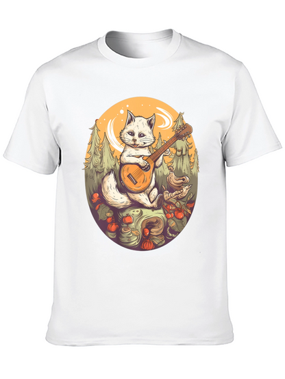 Cat Playing Banjo Graphic T-Shirt