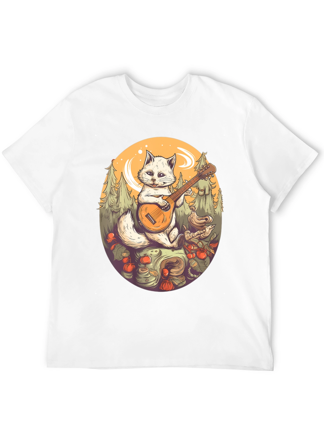 Cat Playing Banjo Graphic T-Shirt