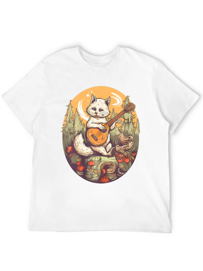 Cat Playing Banjo Graphic T-Shirt