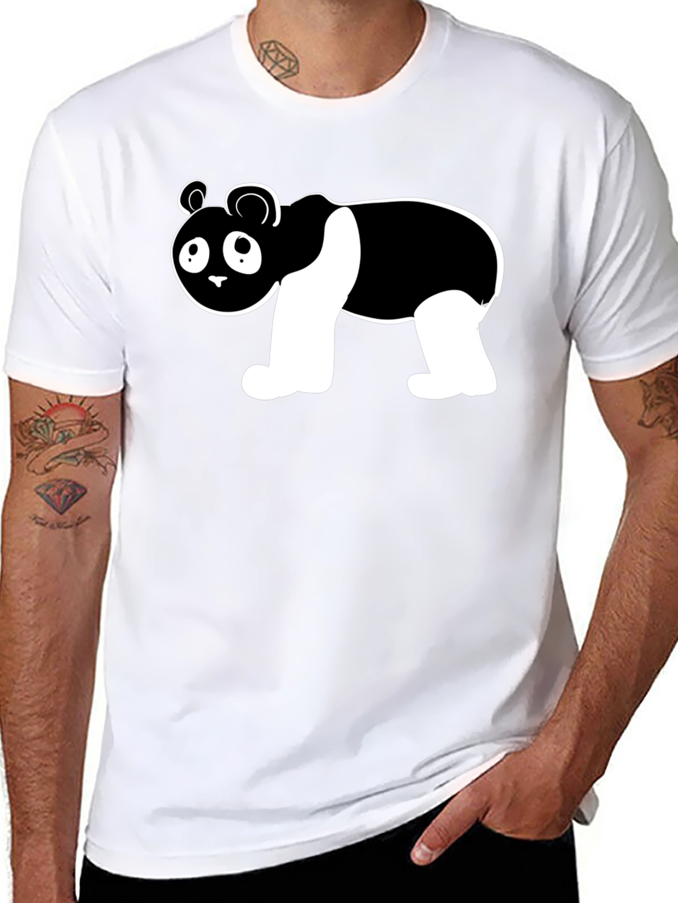 Cute Panda Bear Graphic Black T-Shirt