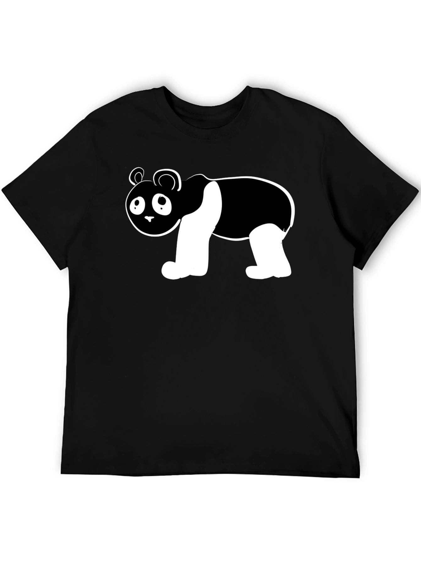 Cute Panda Bear Graphic Black T-Shirt