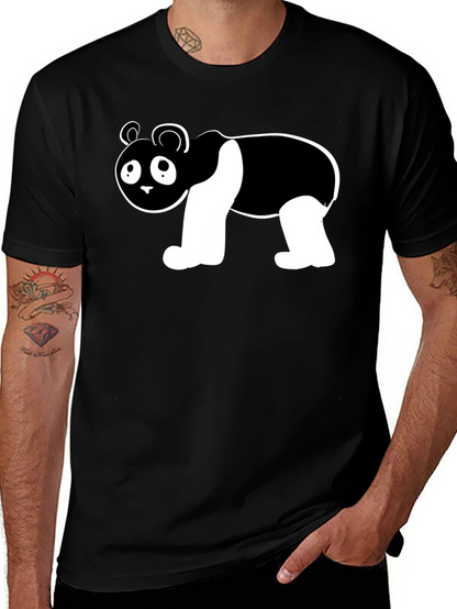Cute Panda Bear Graphic Black T-Shirt
