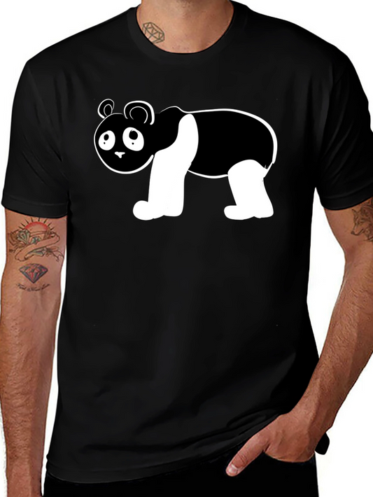 Cute Panda Bear Graphic Black T-Shirt