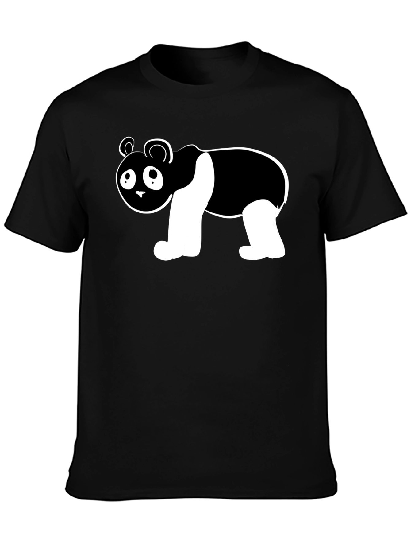 Cute Panda Bear Graphic Black T-Shirt