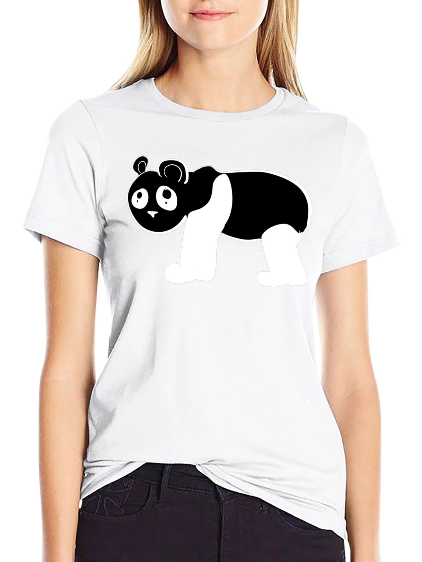Cute Panda Bear Graphic Black T-Shirt