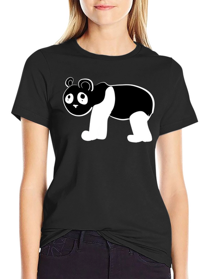 Cute Panda Bear Graphic Black T-Shirt
