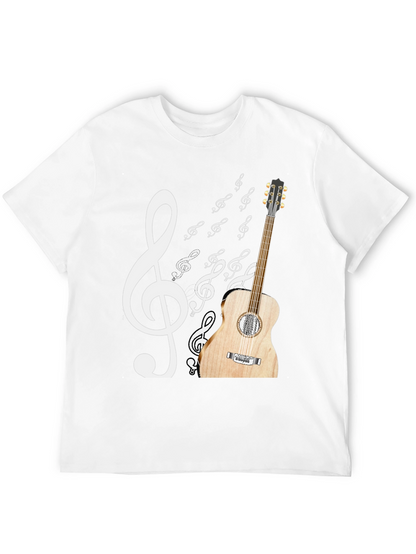 Musical Graphic T-Shirt: Guitar & Treble Clef Design