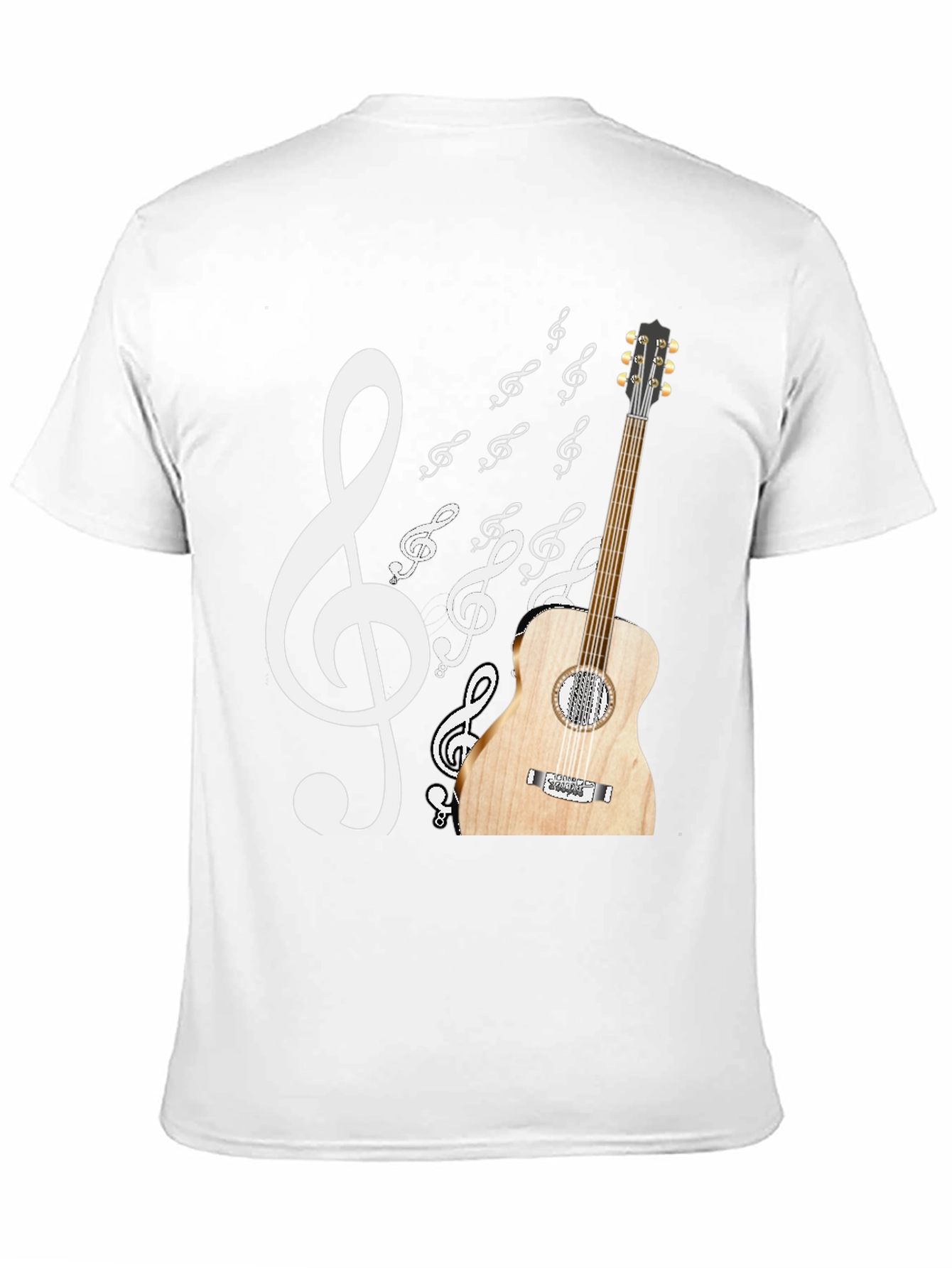 Musical Graphic T-Shirt: Guitar & Treble Clef Design