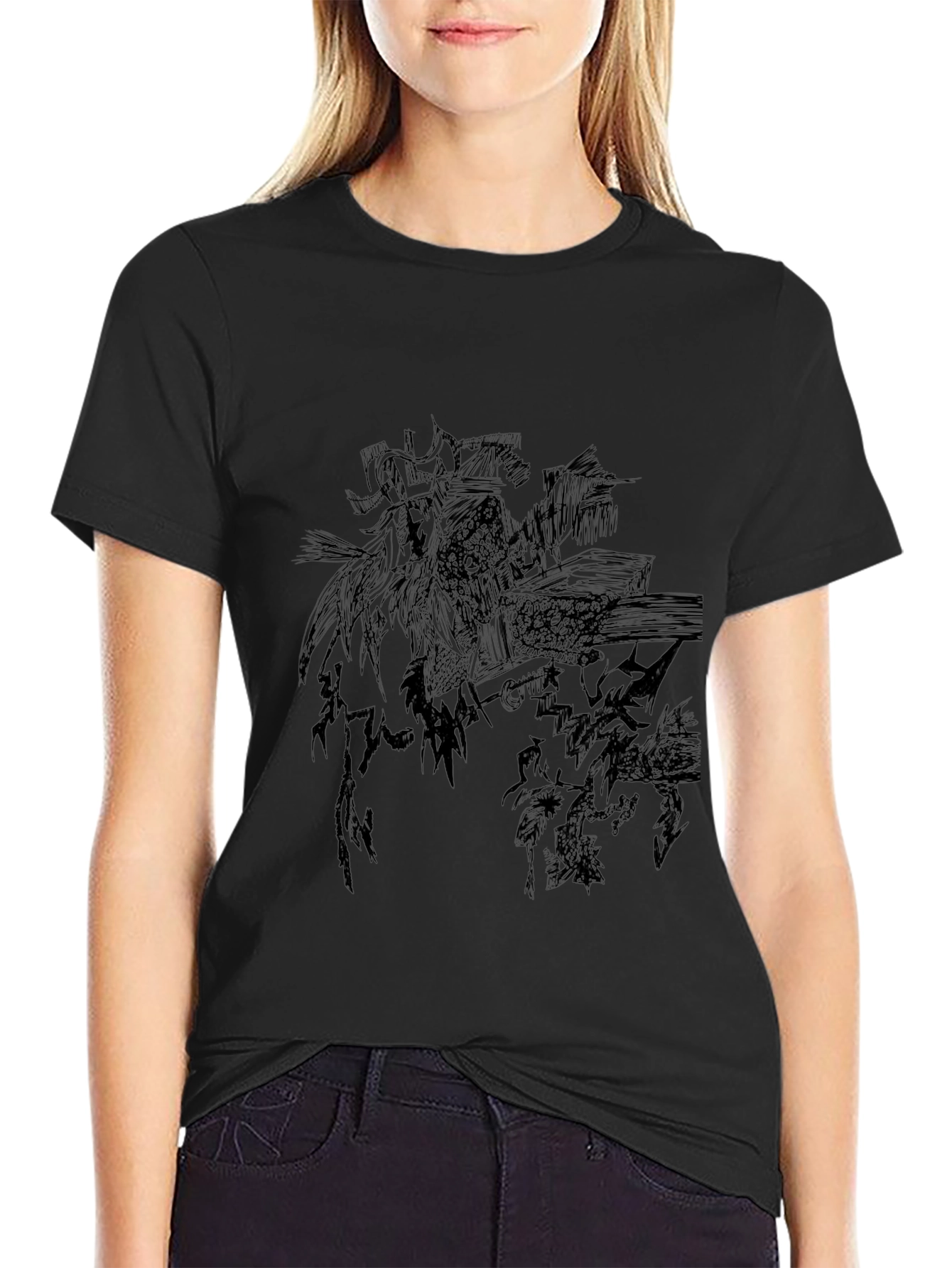 Black Graphic Print Mens Tee