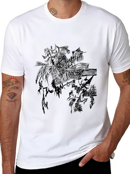 Black Graphic Print Mens Tee