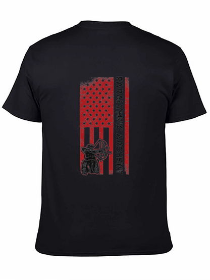 Paralympic Archer Graphic T-Shirt - Patriotic USA Flag Design