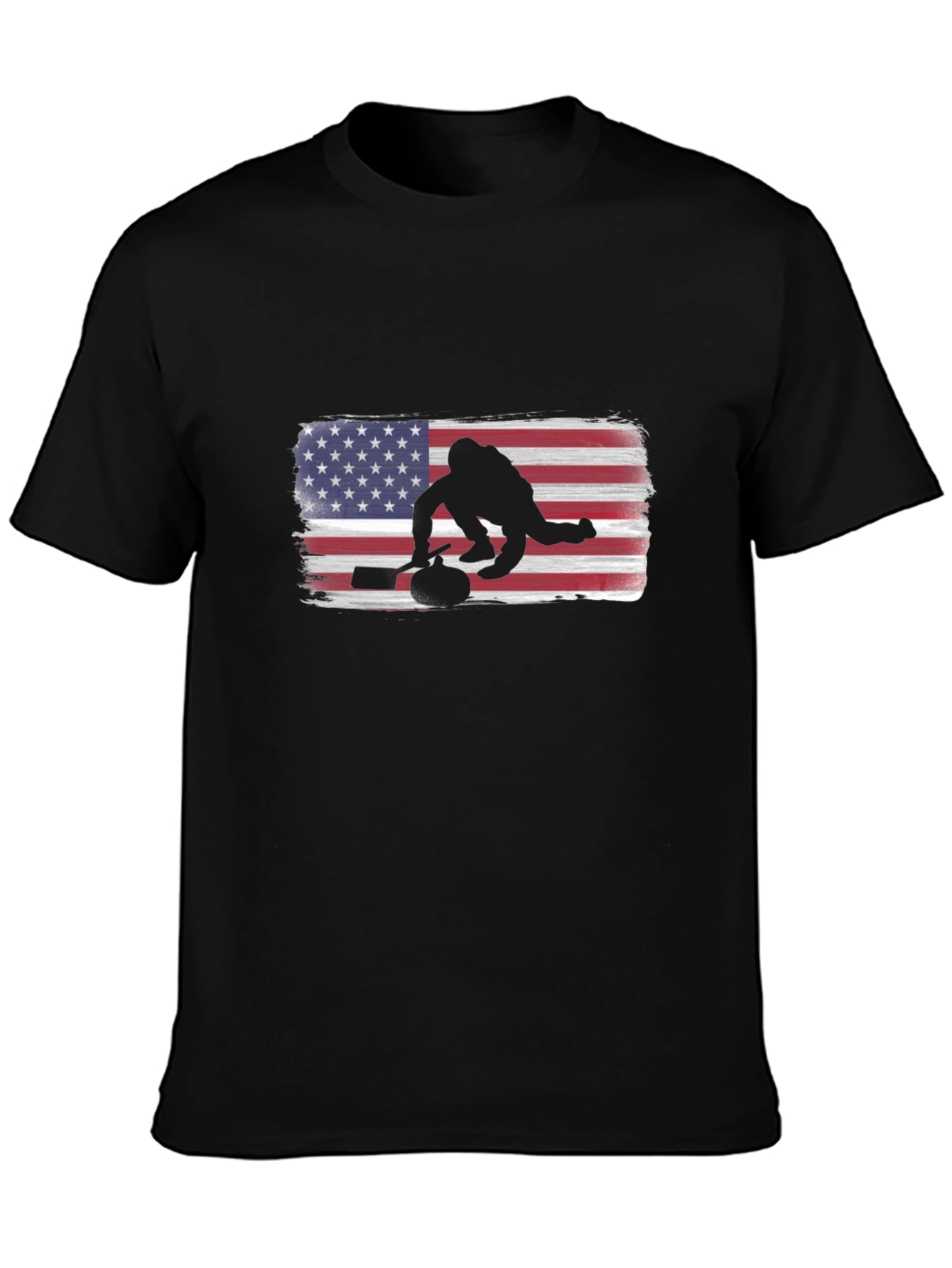 USA Curling Silhouette Tee - Patriotic Sport Shirt