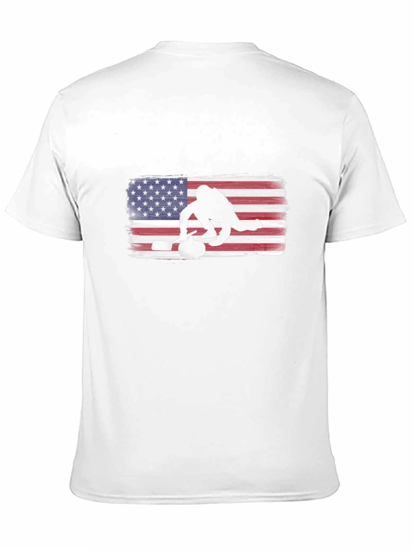 USA Curling Silhouette Tee - Patriotic Sport Shirt