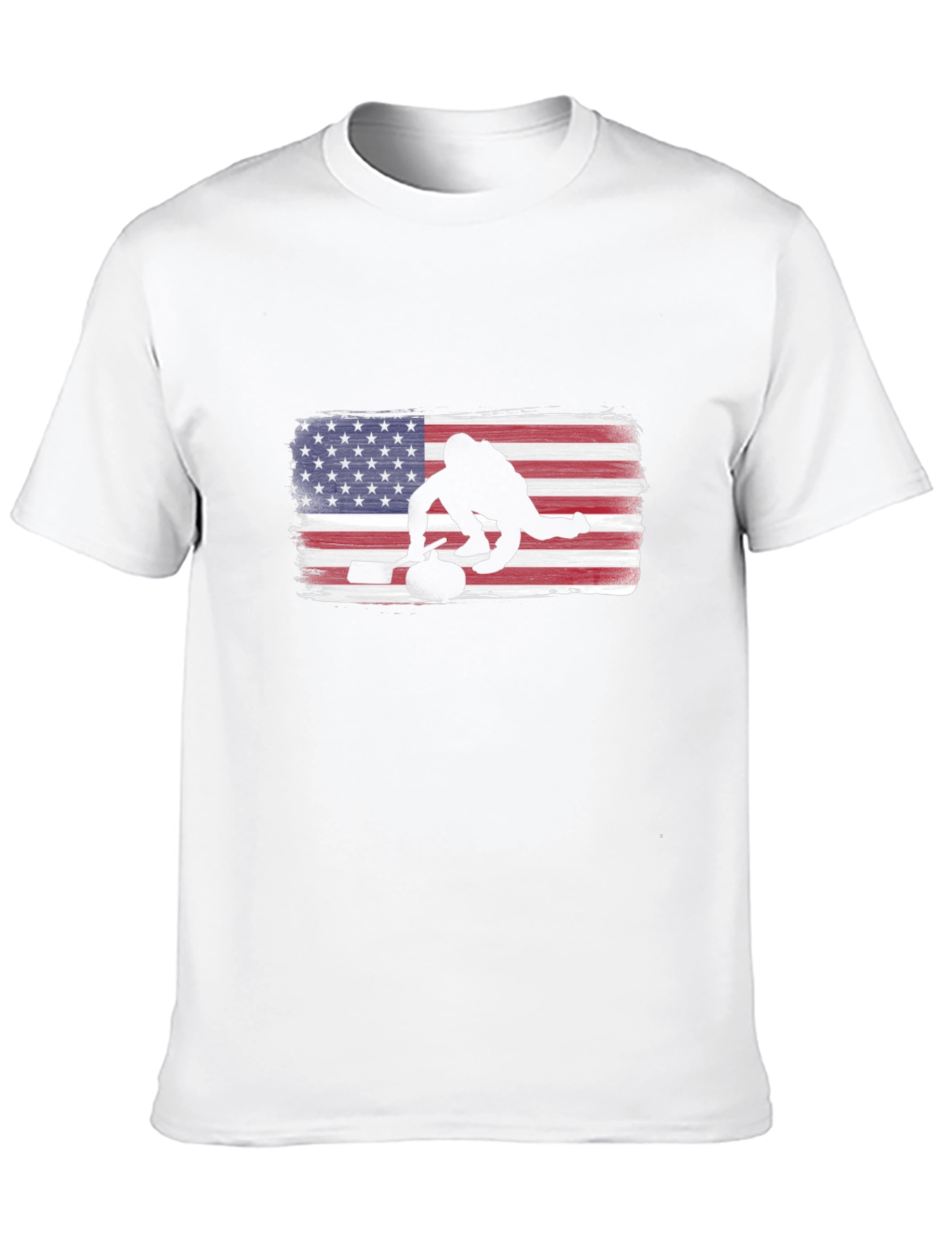 USA Curling Silhouette Tee - Patriotic Sport Shirt
