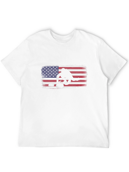 USA Curling Silhouette Tee - Patriotic Sport Shirt