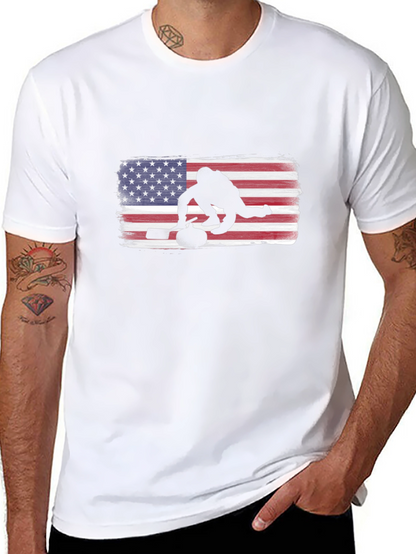 USA Curling Silhouette Tee - Patriotic Sport Shirt