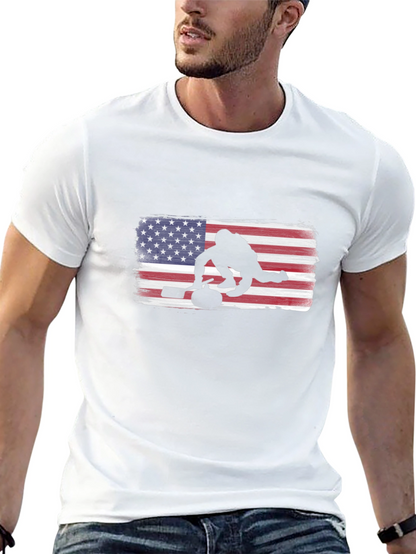 USA Curling Silhouette Tee - Patriotic Sport Shirt