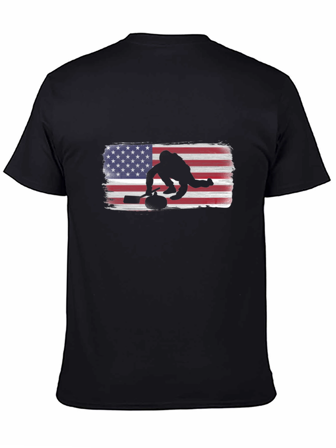 USA Curling Silhouette Tee - Patriotic Sport Shirt