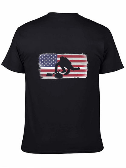 USA Curling Silhouette Tee - Patriotic Sport Shirt