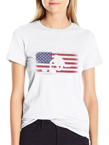 USA Curling Silhouette Tee - Patriotic Sport Shirt