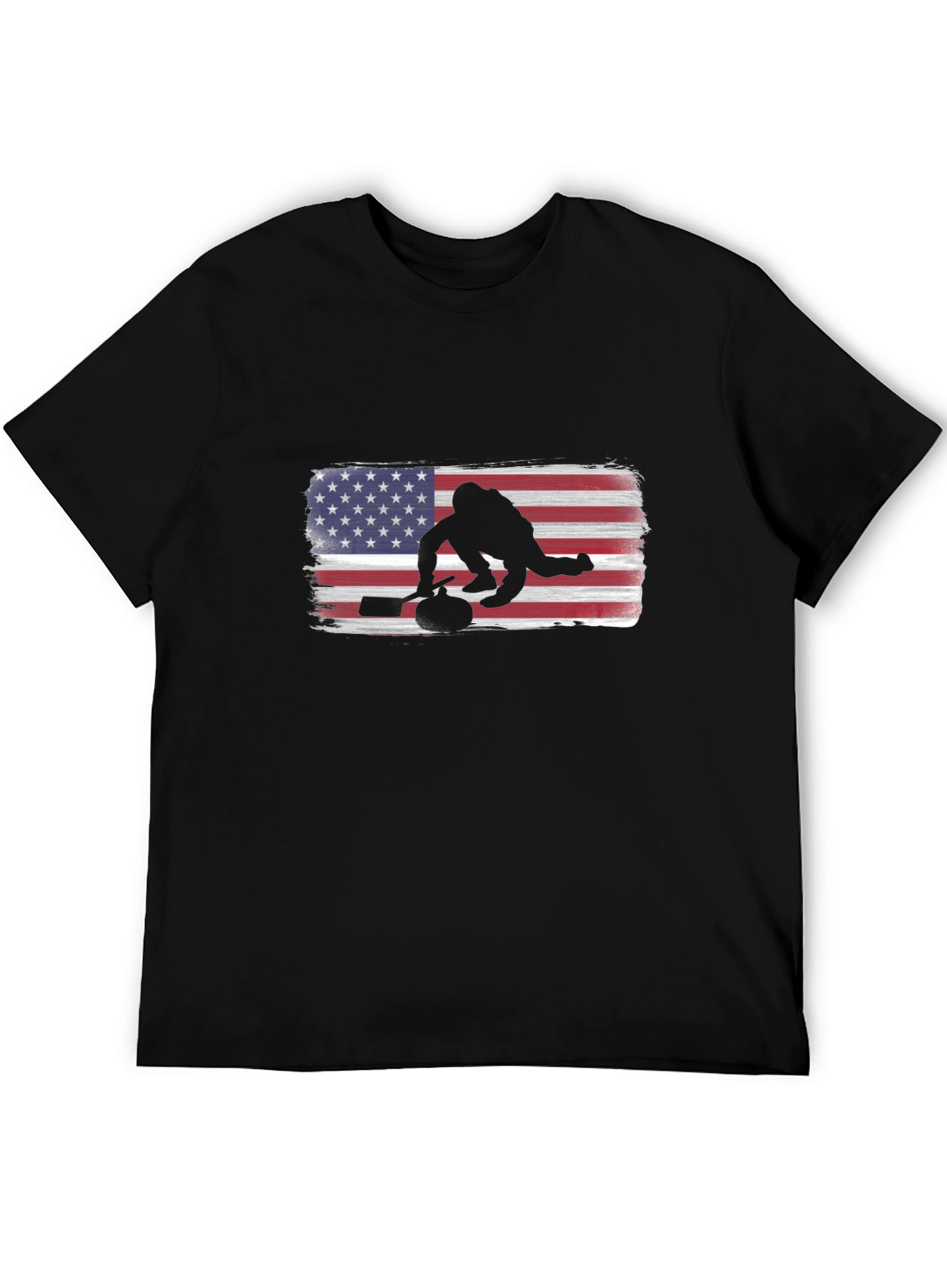 USA Curling Silhouette Tee - Patriotic Sport Shirt