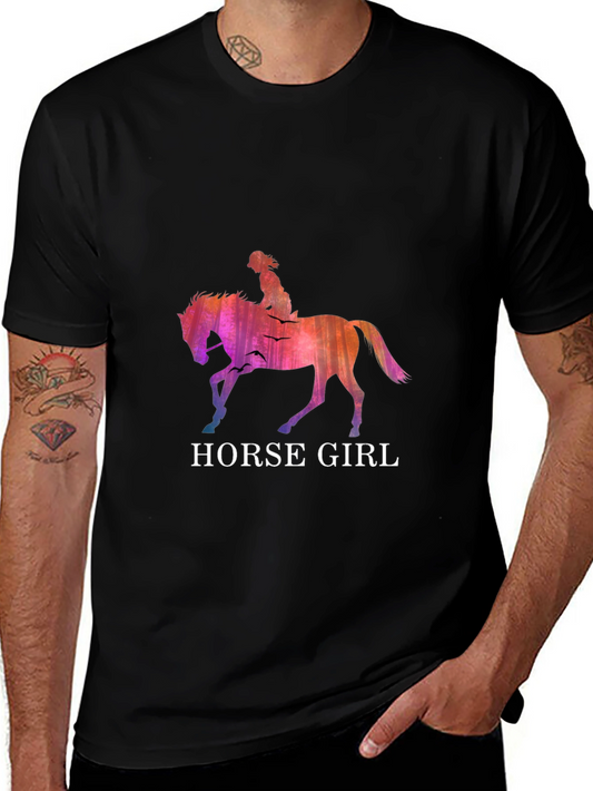 Horse Girl Graphic T-Shirt - Stylish Equestrian Design