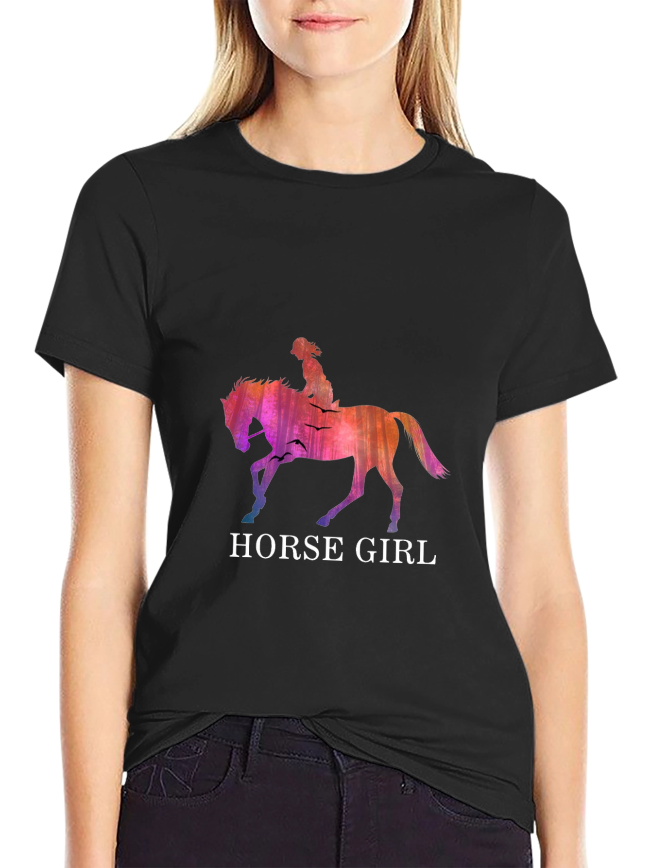 Horse Girl Graphic T-Shirt - Stylish Equestrian Design