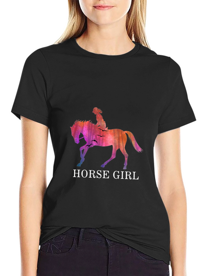 Horse Girl Graphic T-Shirt - Stylish Equestrian Design
