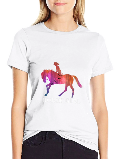 Horse Girl Graphic T-Shirt - Stylish Equestrian Design