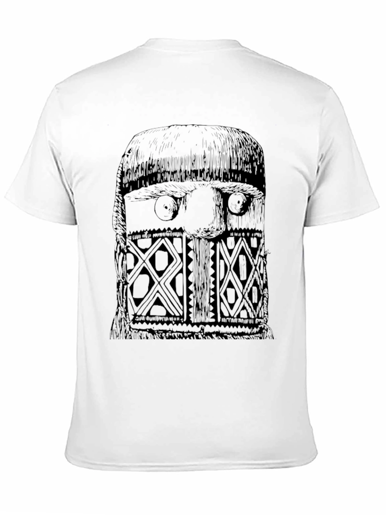 Unique Black Graphic T-Shirt - Tribal Mask Design