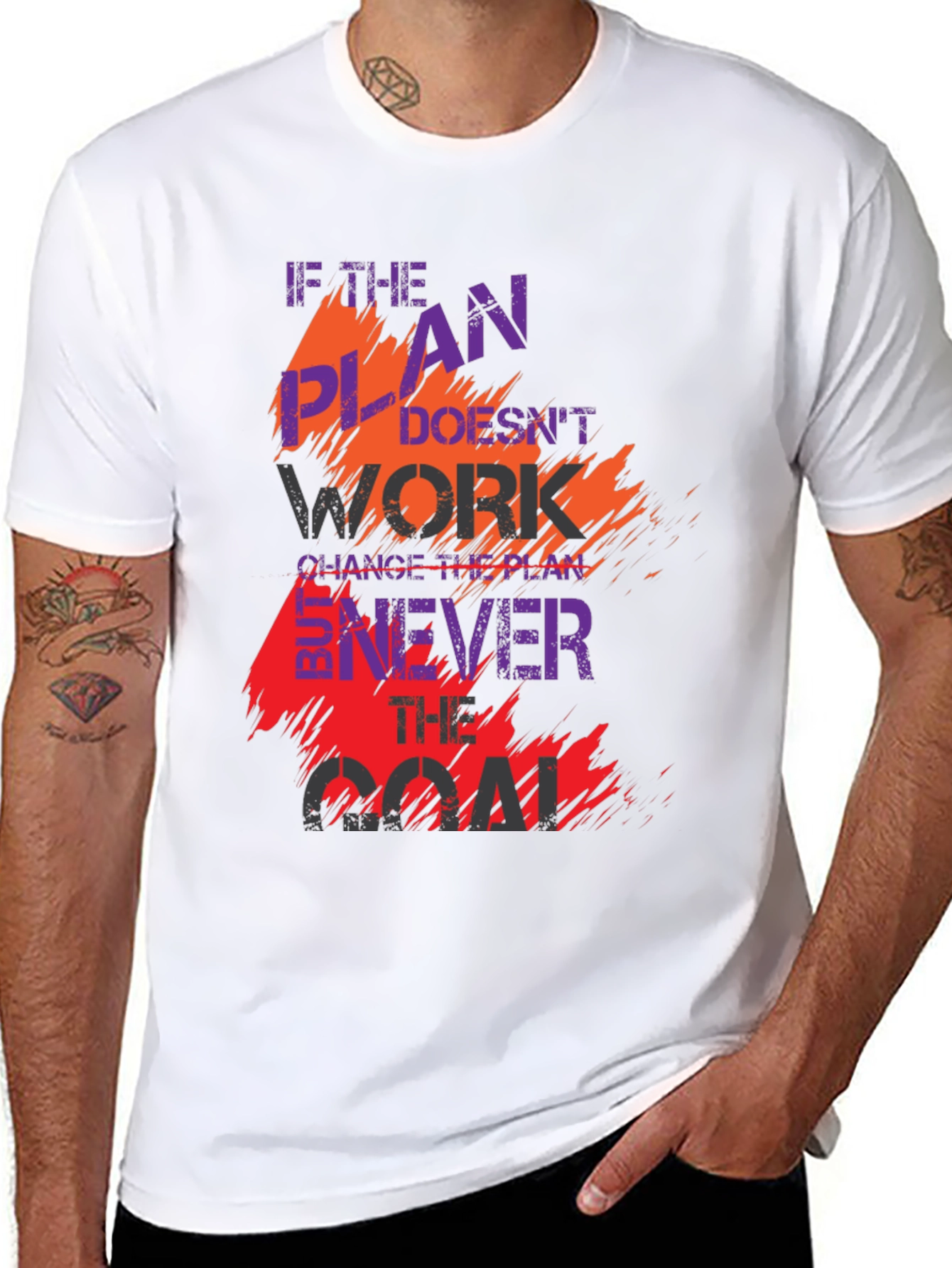 Motivational Black T-Shirt: Change the Plan Never the Goal