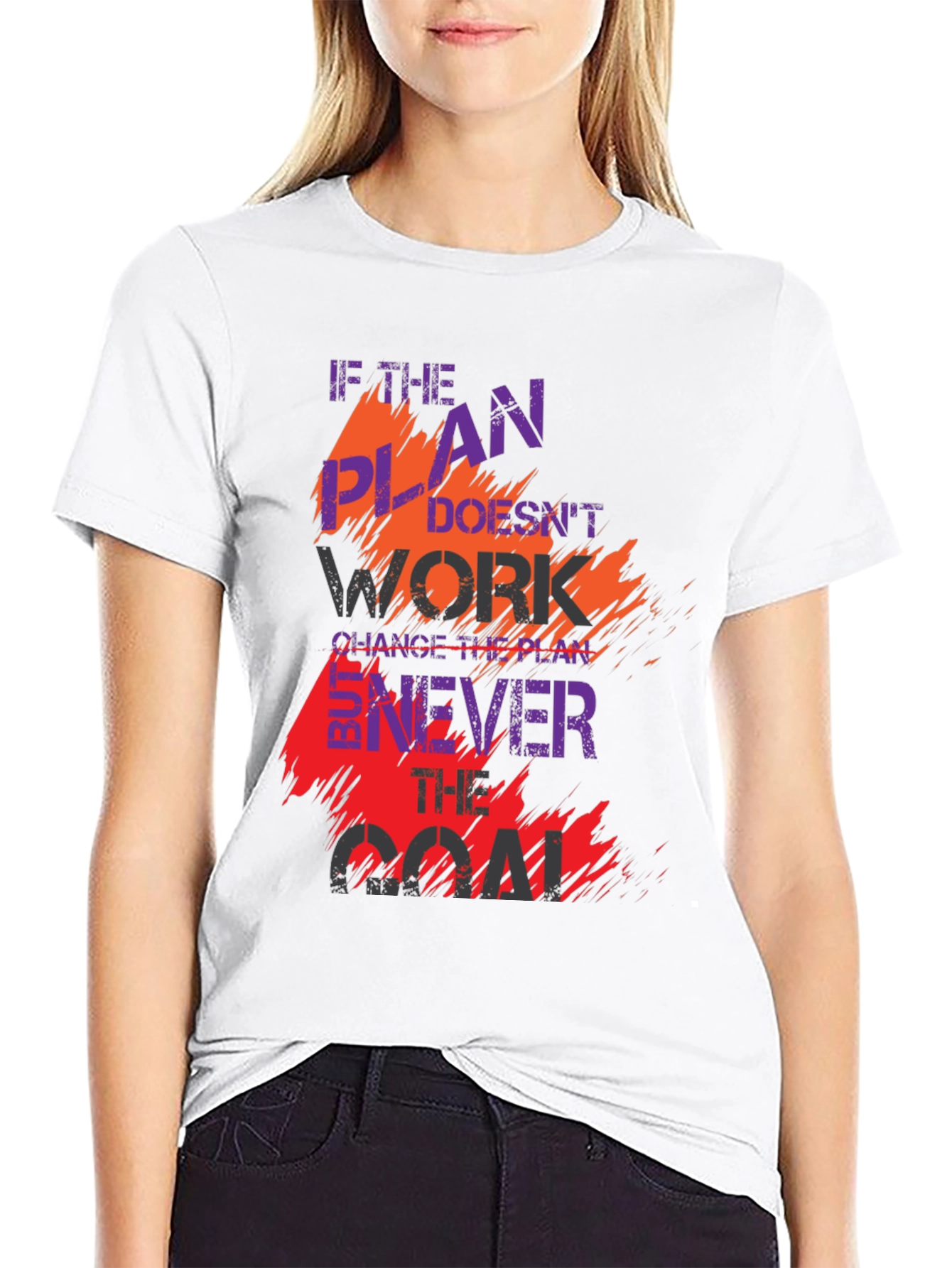 Motivational Black T-Shirt: Change the Plan Never the Goal