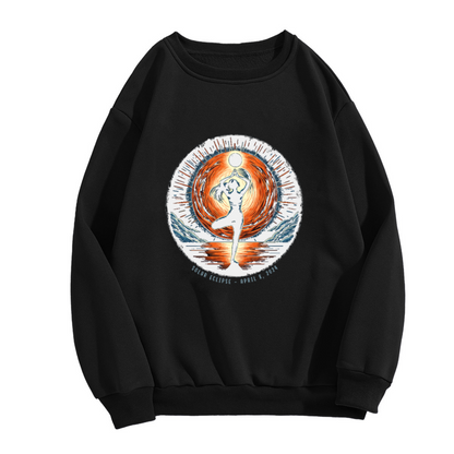 Solar Eclipse April 8 2024 Crewneck Sweatshirt - Astronomy Yoga Event Pullover