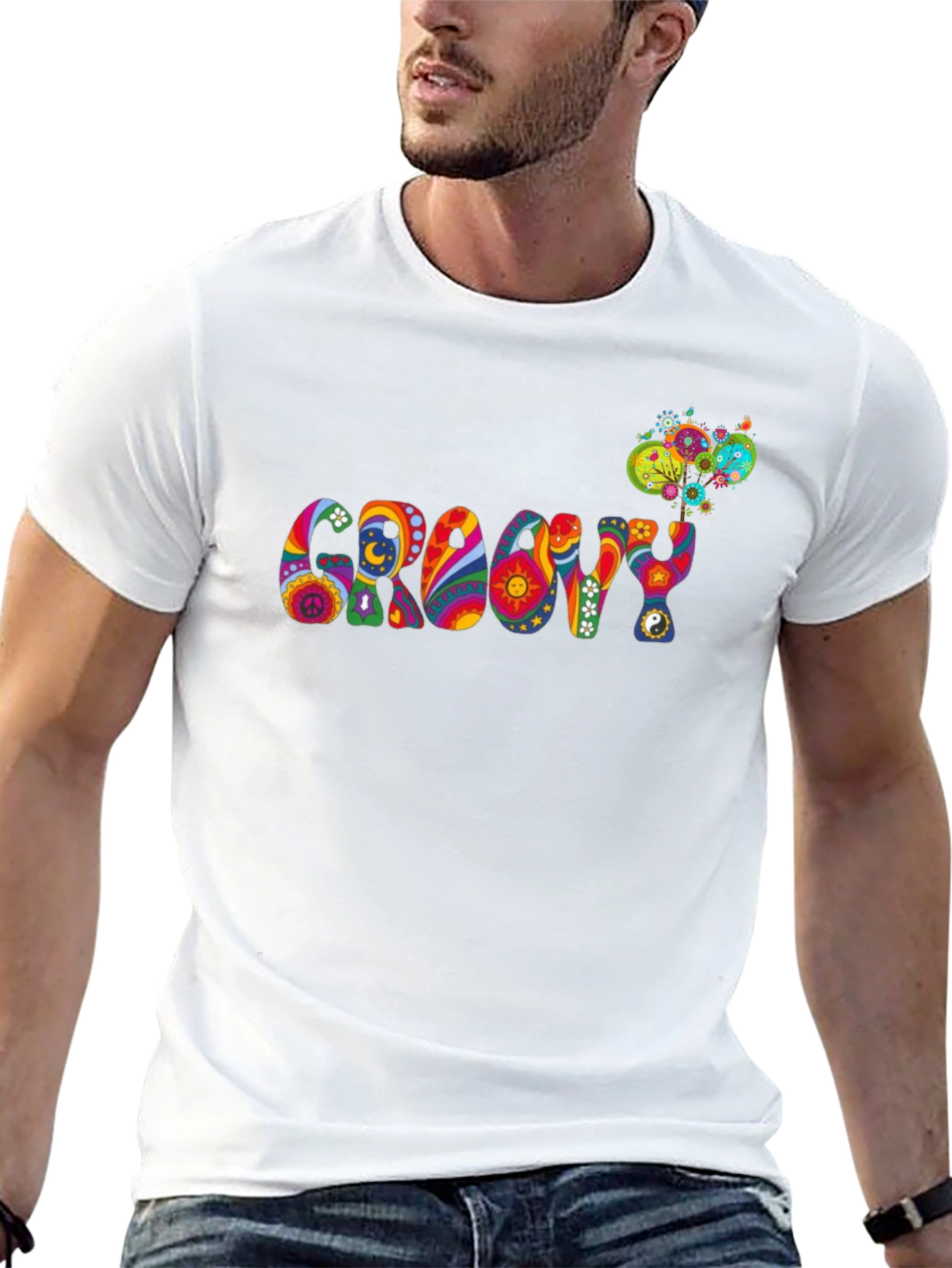 Groovy Psychedelic Patterned Black T-Shirt