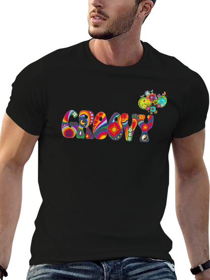 Groovy Psychedelic Patterned Black T-Shirt