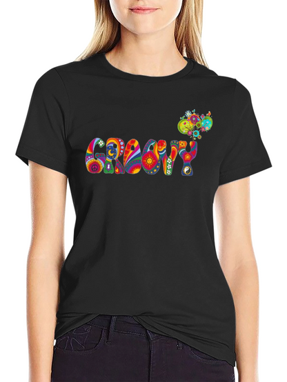 Groovy Psychedelic Patterned Black T-Shirt