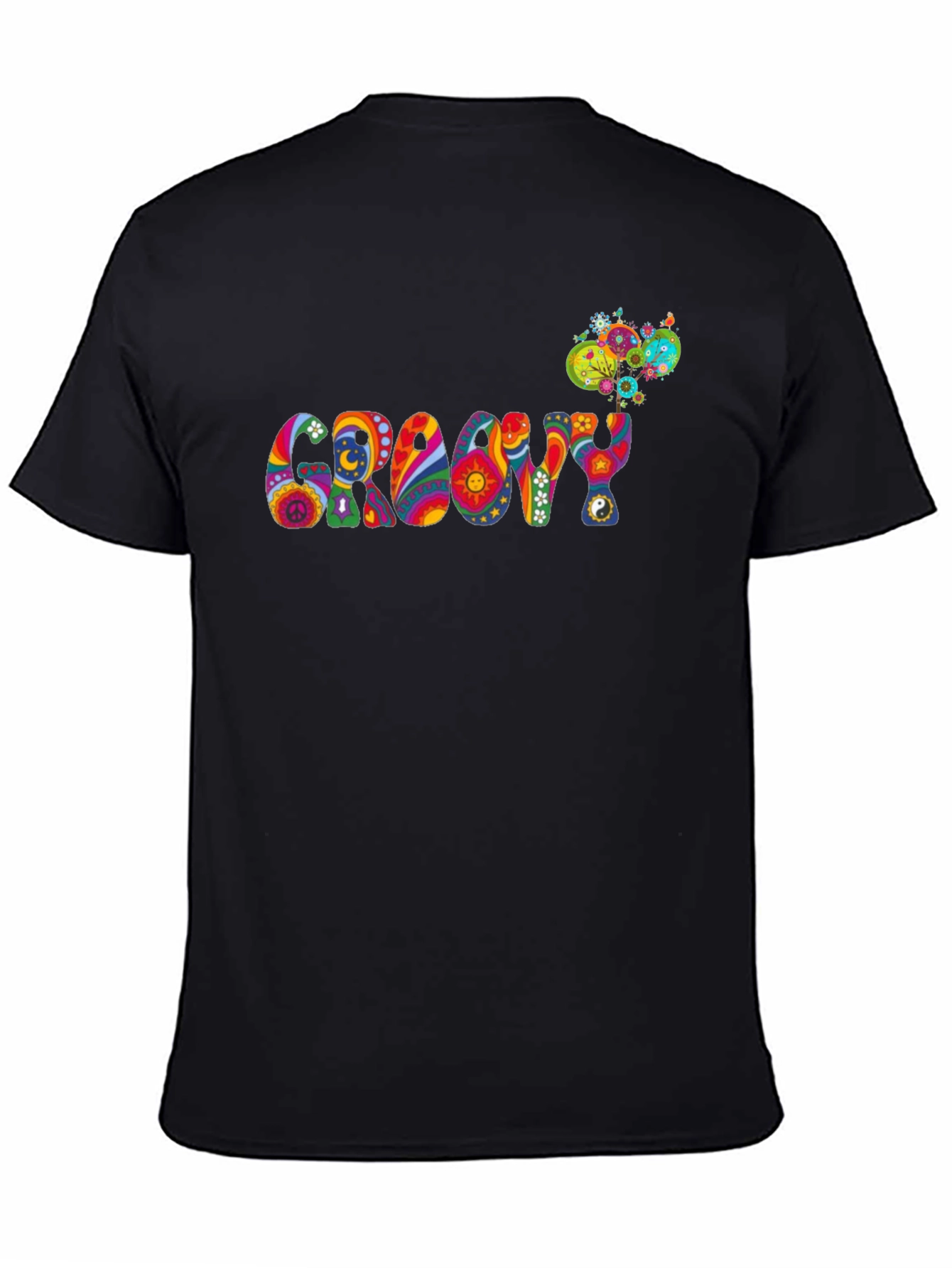 Groovy Psychedelic Patterned Black T-Shirt