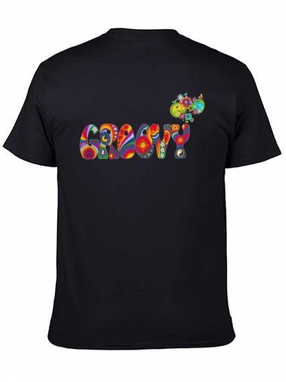 Groovy Psychedelic Patterned Black T-Shirt
