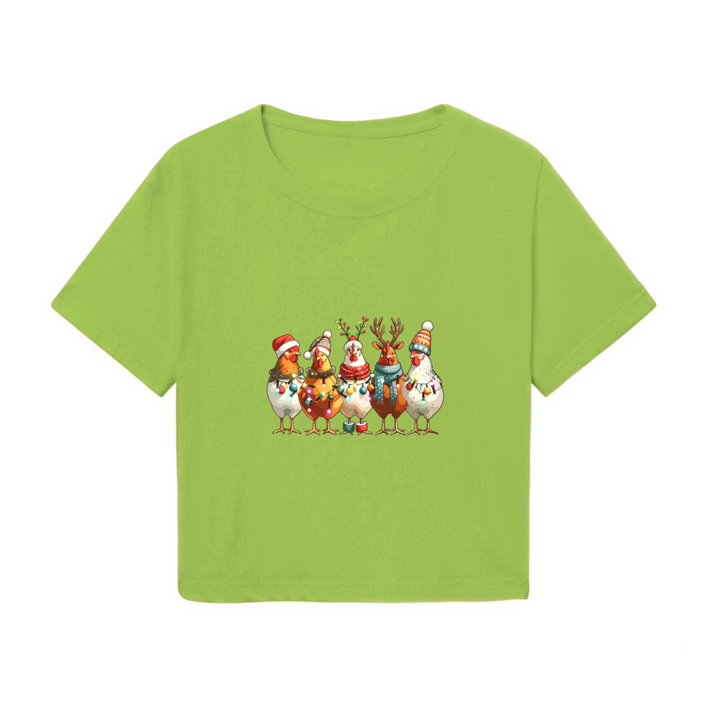 Cute Festive Christmas Chicken Squad Holiday Crop Top
