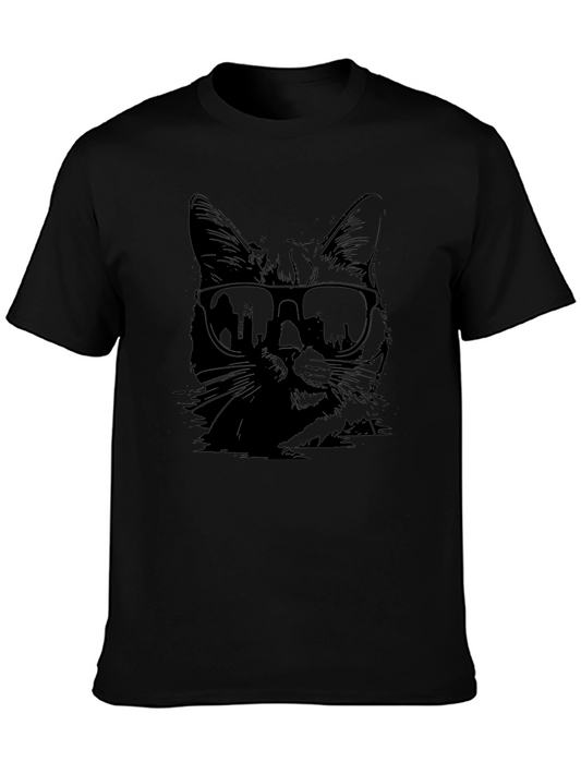 Cool Cat in Shades Graphic T-Shirt - Black