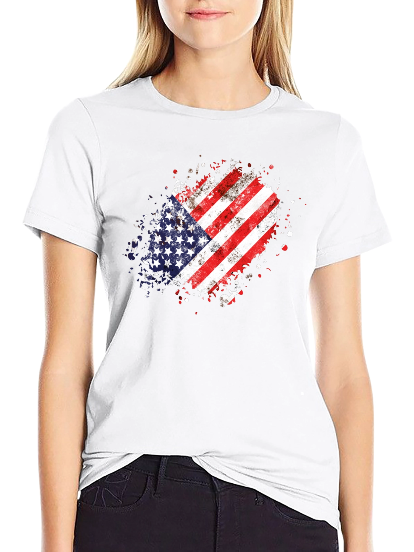 American Flag Splatter T-Shirt - Black