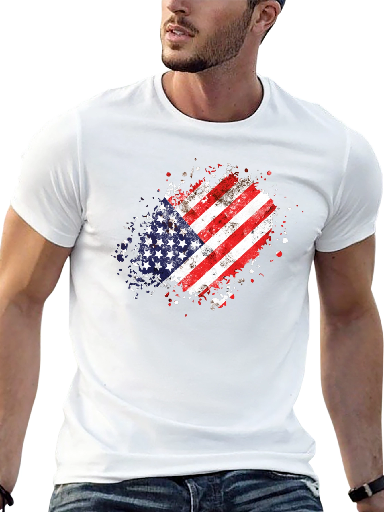 American Flag Splatter T-Shirt - Black