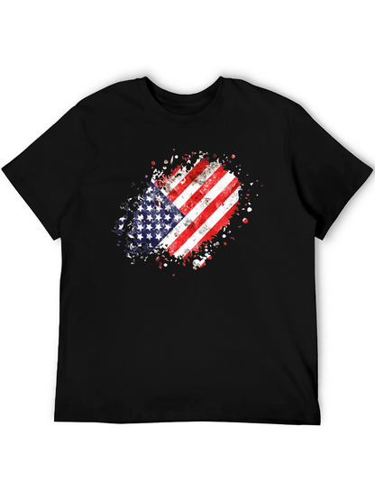 American Flag Splatter T-Shirt - Black