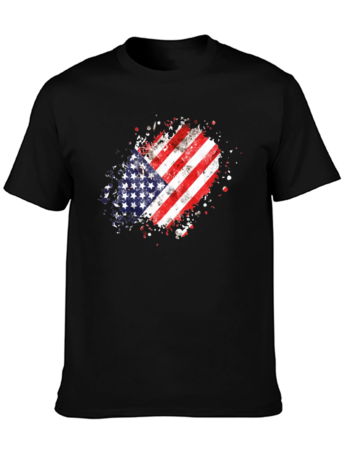 American Flag Splatter T-Shirt - Black